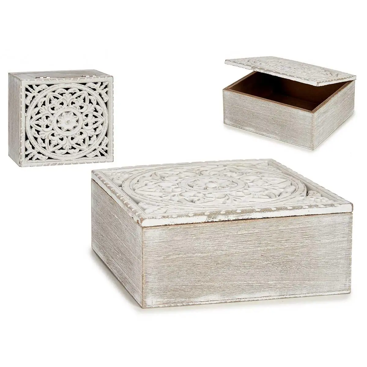 Factory Cuadros Caja Decorativa Calada Madera Blanca - 16.5x19.5x8