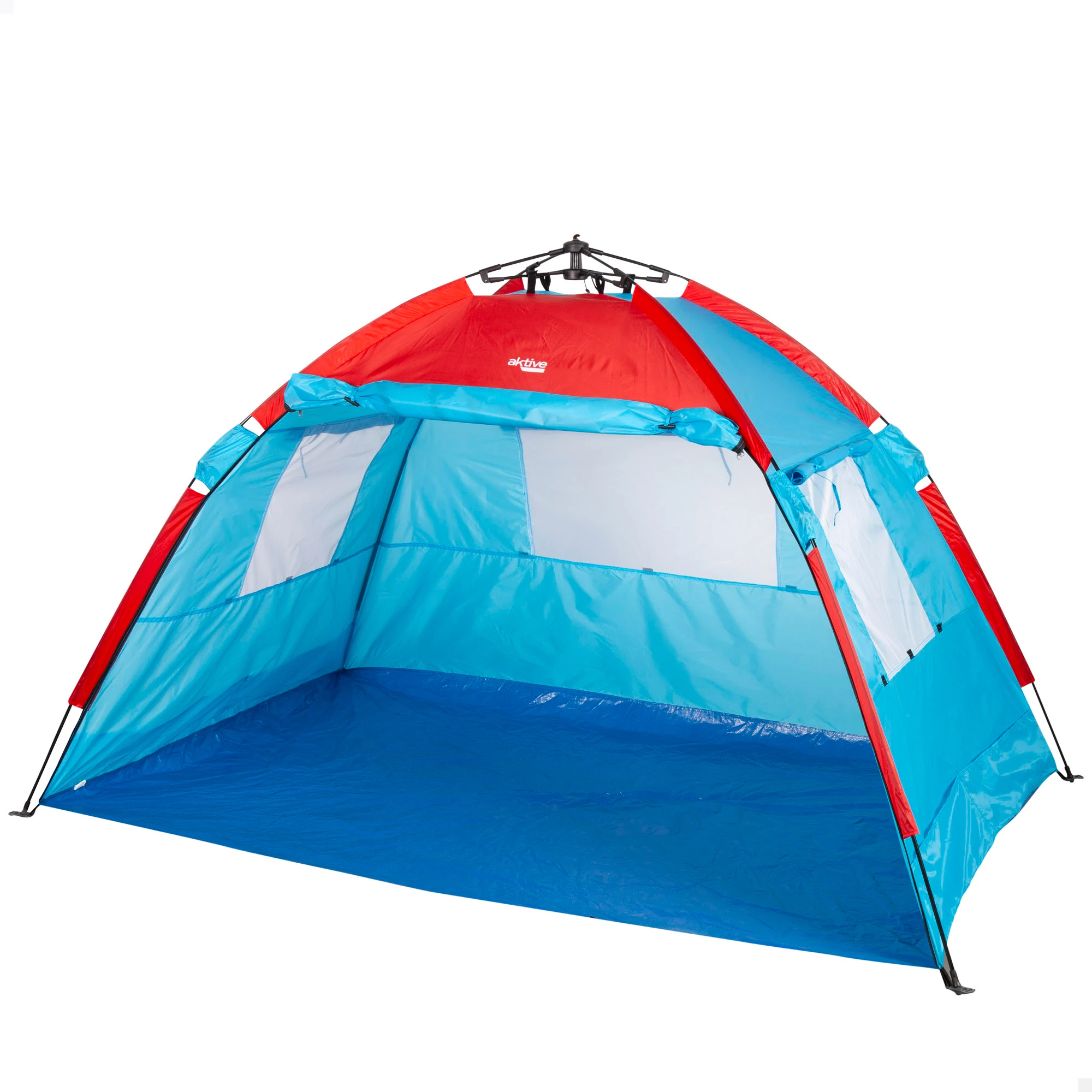 AKTIVE Paravientos playa, 213x133x120 cm, Tejido poliéster 170T, Columna de agua 300 mm, Peso tienda 2 kg, Tienda campaña montaje rápido, Cortavientos playa, Carpa de playa, Tienda de campaña 4