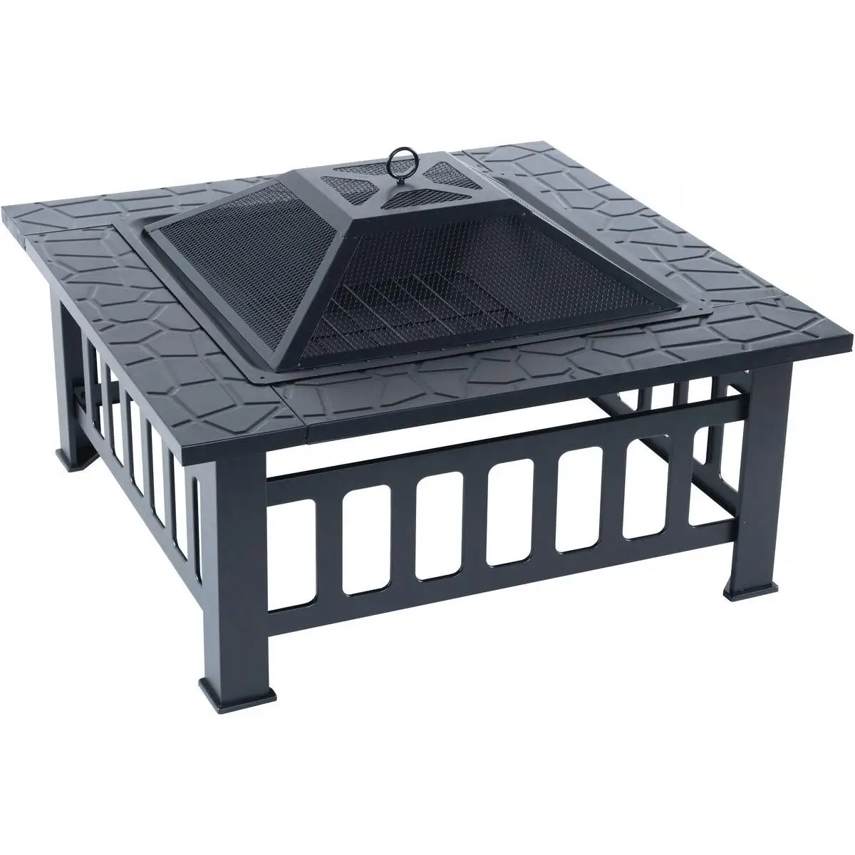 Habitat y Jardin - Brasero barbacoa 3 en 1 con tapa antibrasas "Flaméo" - Negro