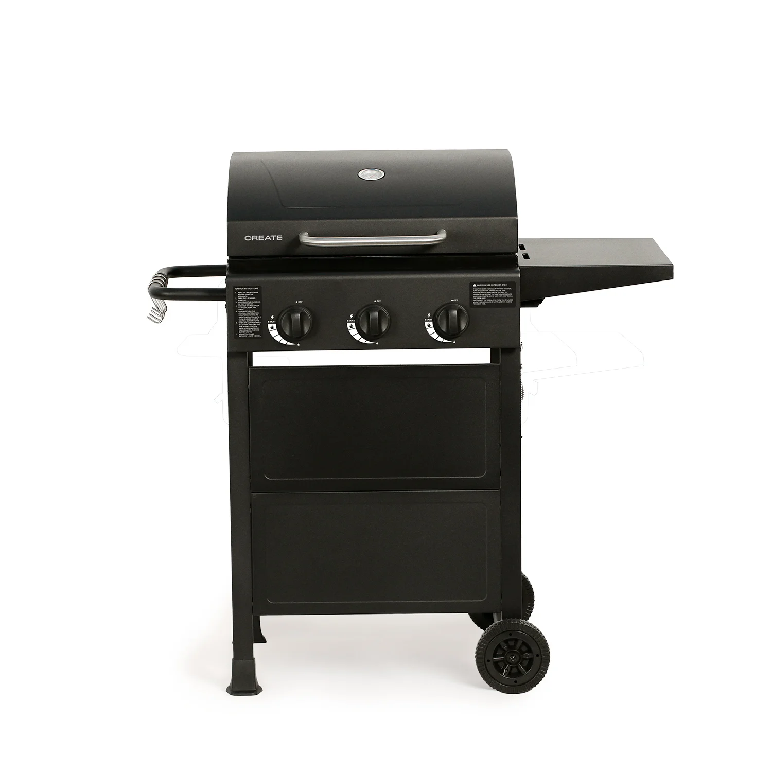 CREATE - Barbacoa de gas 9kW de 3 quemadores y mesa abatible - BBQ GAS BURNER