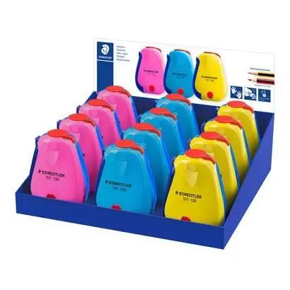 STAEDTLER - Sacapuntas Doble con Depósito y Tapa Protectora. Apto Diestros y Zurdos. Surtido