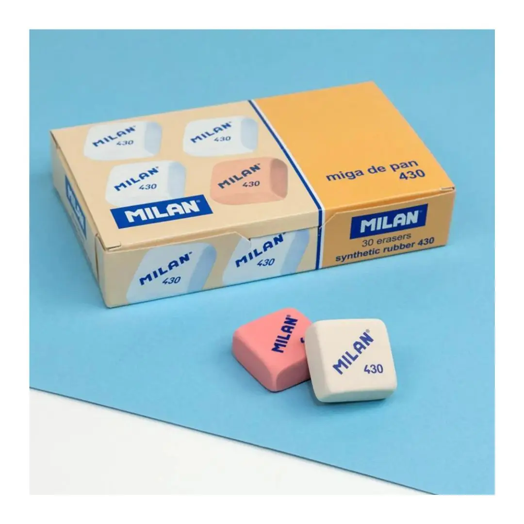 430 MILAN eraser-square 430 bread crumb-boxes of 30 gums MILAN 430 of three colors assorted white, green and pink-box of 30 430 MILAN gums