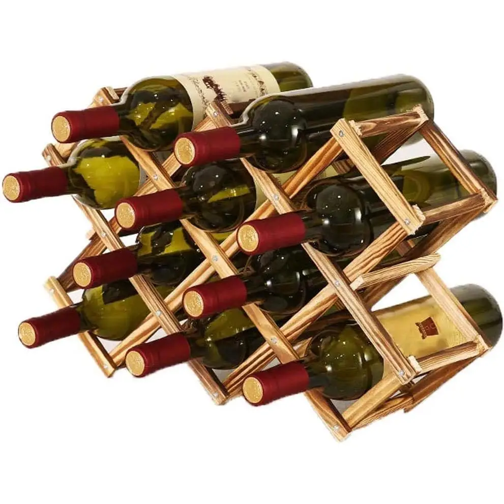 Soporte para Botellero de Madera Plegable, Organizador de Almacenamiento de Vino, Almacenamiento de Botelleros para Exhibición de Vinos, Barra de Bar, Cerveza, Cocina Casera
