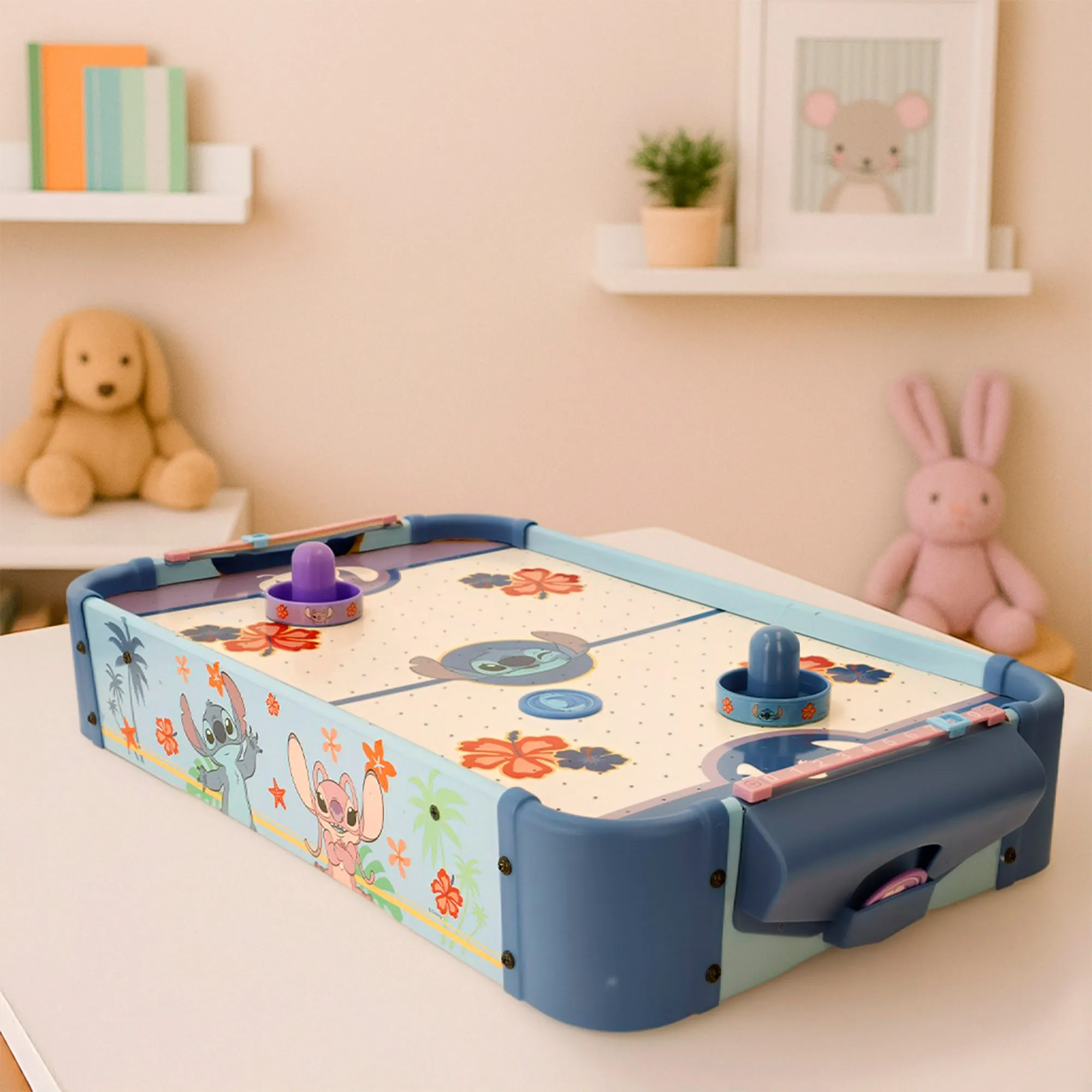 Stitch Air Hockey Table 53x31x9 cm, compact kids' game with 2 paddles and 2 pucks for 2 players, designed for children aged 4+, fosters hand-eye coordination and social skills, official Disney licensed design. #2