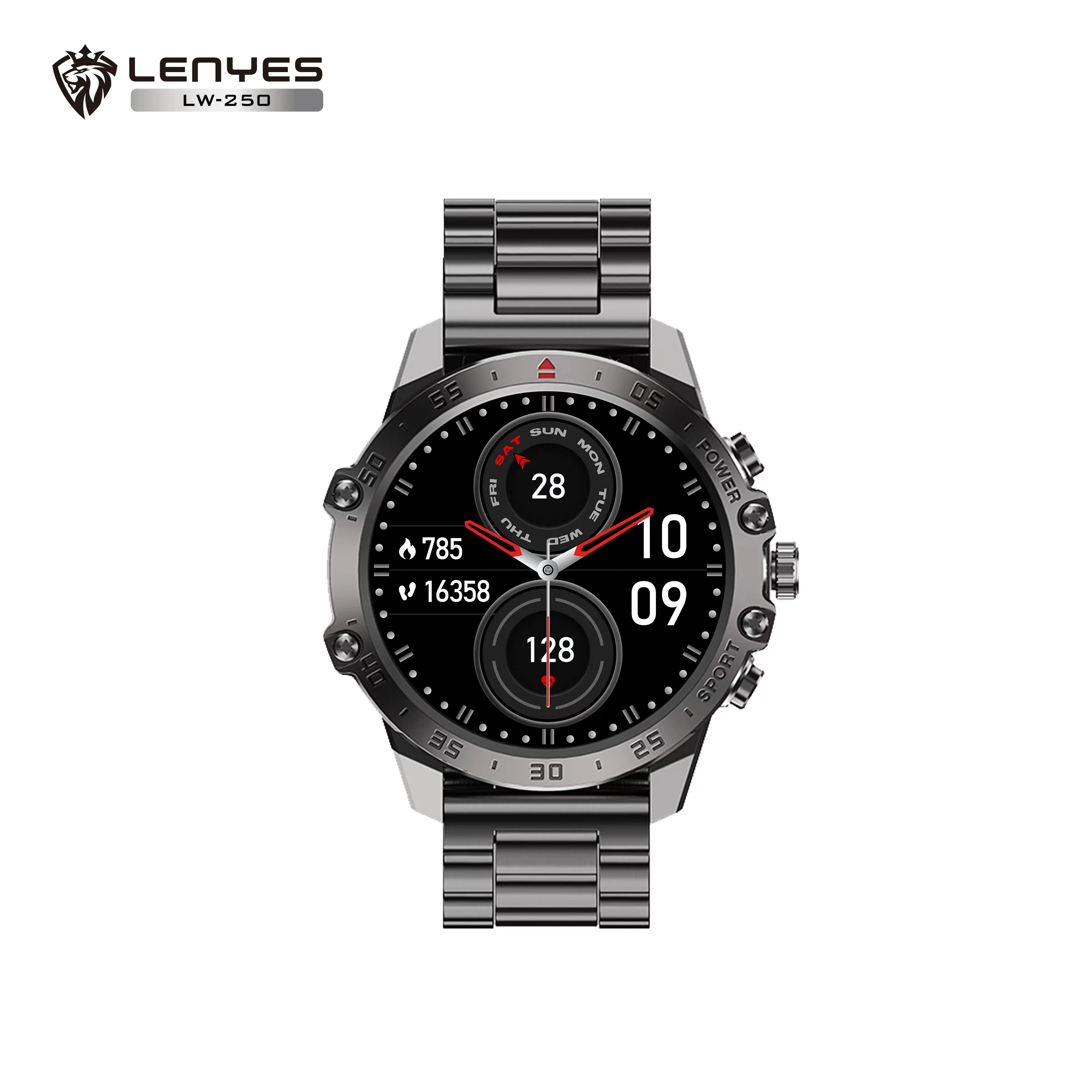 Reloj inteligente LENYES LW-250: pantalla AMOLED táctil de 1,43'', resistencia al agua IP68, monitor de ritmo cardíaco y sueño, Bluetooth 5.2, app GloryFit y carcasa de aleación de zinc