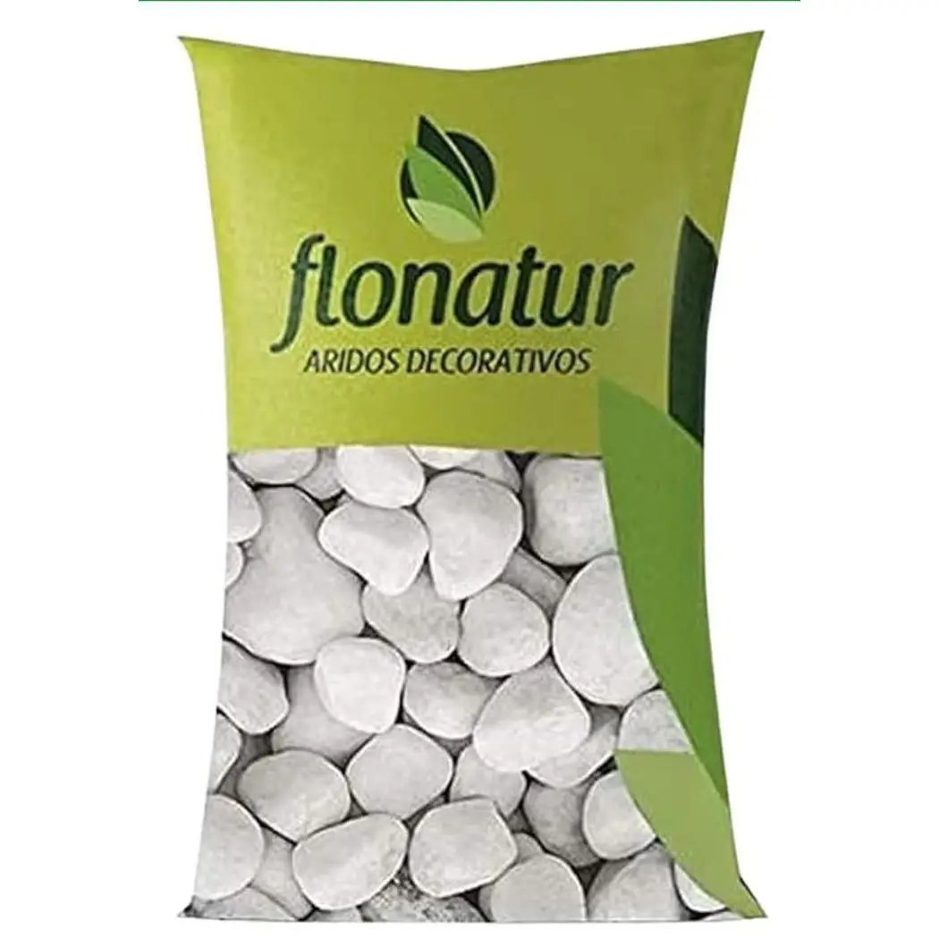 flonatur. Piedra mármol Canto rodado Blanco Saco, Piedra Decorativa para Jardin o Espacios Exteriores.