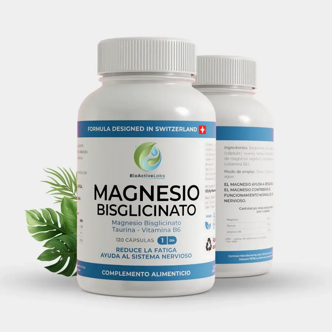 Magnesio Bisglicinato con Taurina y Vitamina B6 - 120 Cápsulas Vegetales para Relajación, Sueño y Control del Estrés - Alta Absorción, Sin Gluten ni OGM