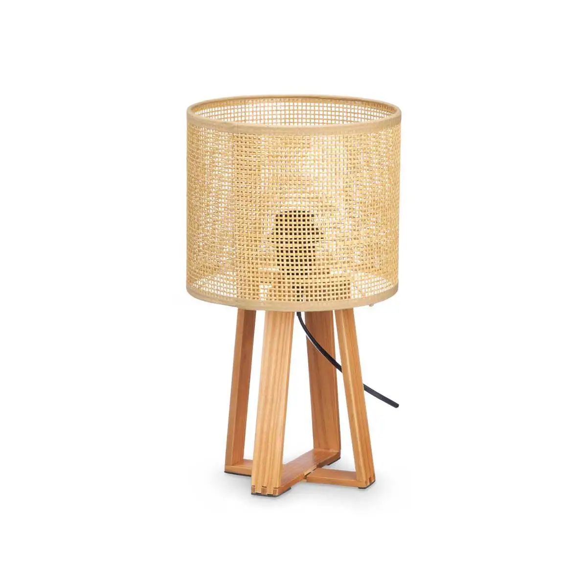Lampara sobremesa pantalla natural Adalgiso cilindro 36 cm