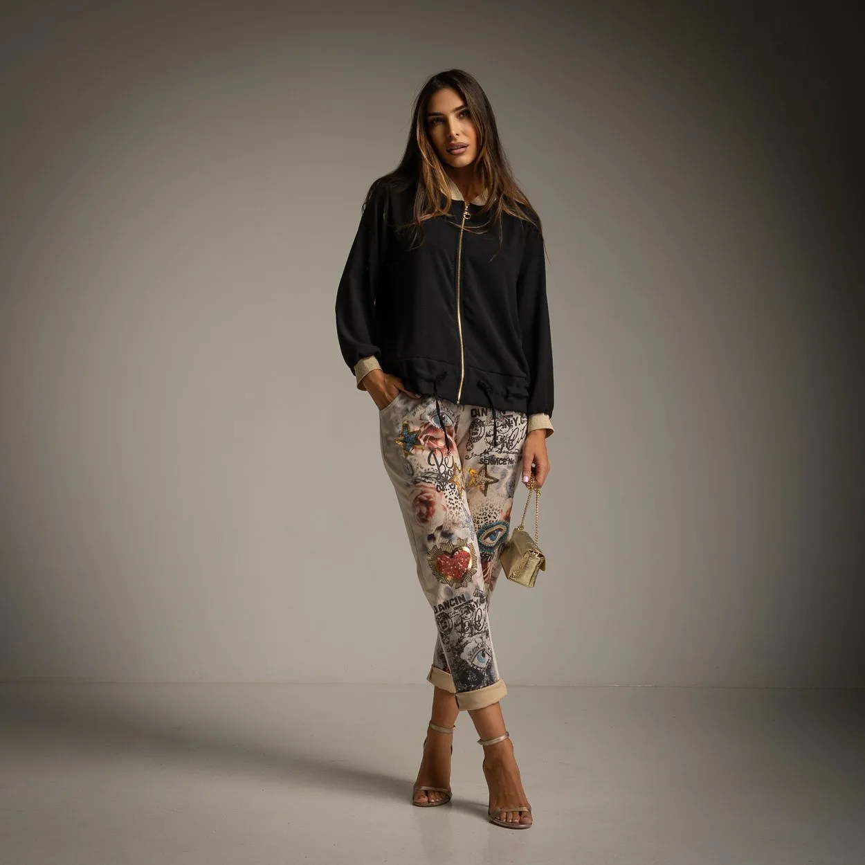 Pantalón mujer con estampado de ojos – diseño original y urbano – WA Wild Animal – talla única