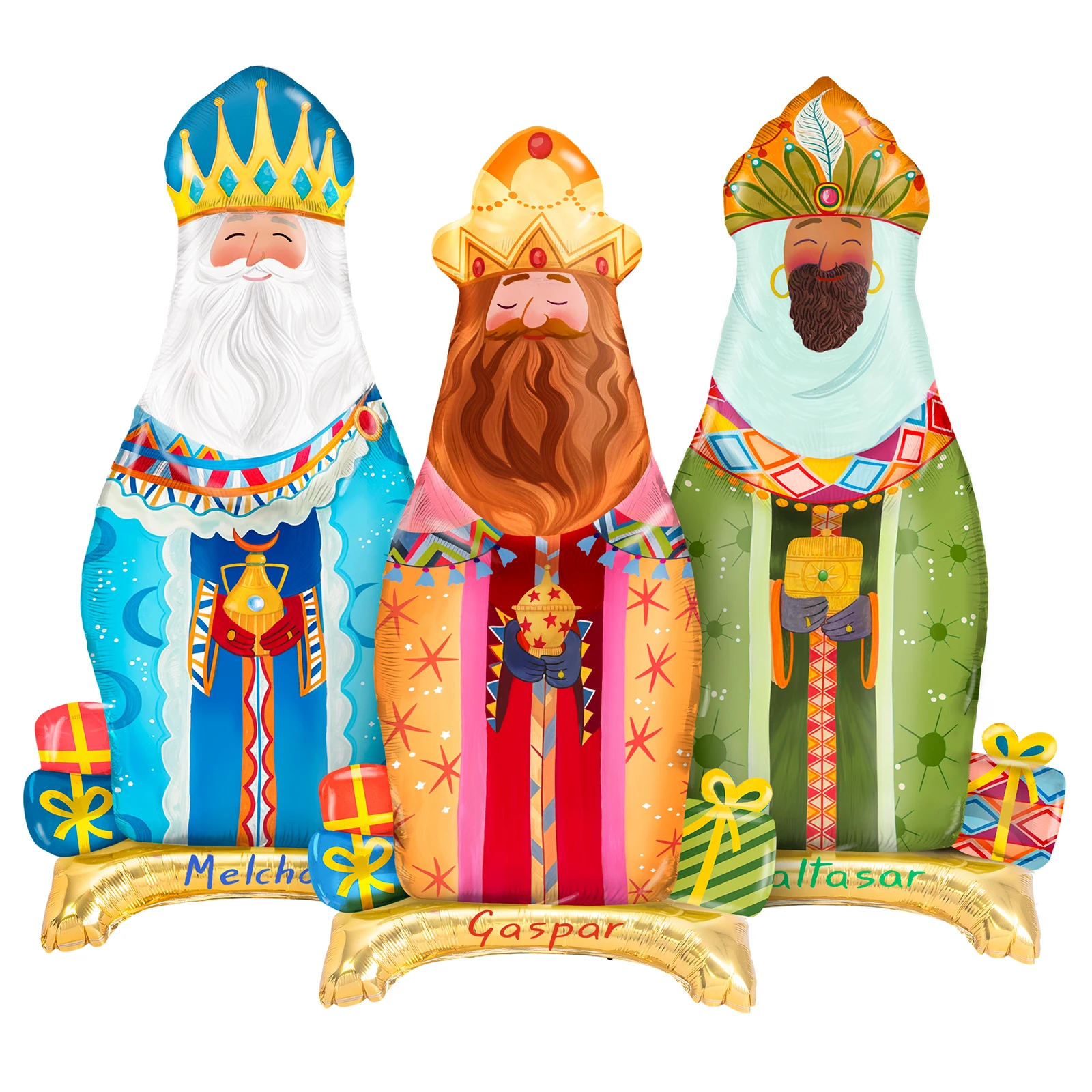 OH YEAH - Globo Foil Reyes Magos - 110 cm - Decoración Navideña - Celebraciones Familiares, Escolares y Escaparates - Roscón de Reyes - Eventos Navideños