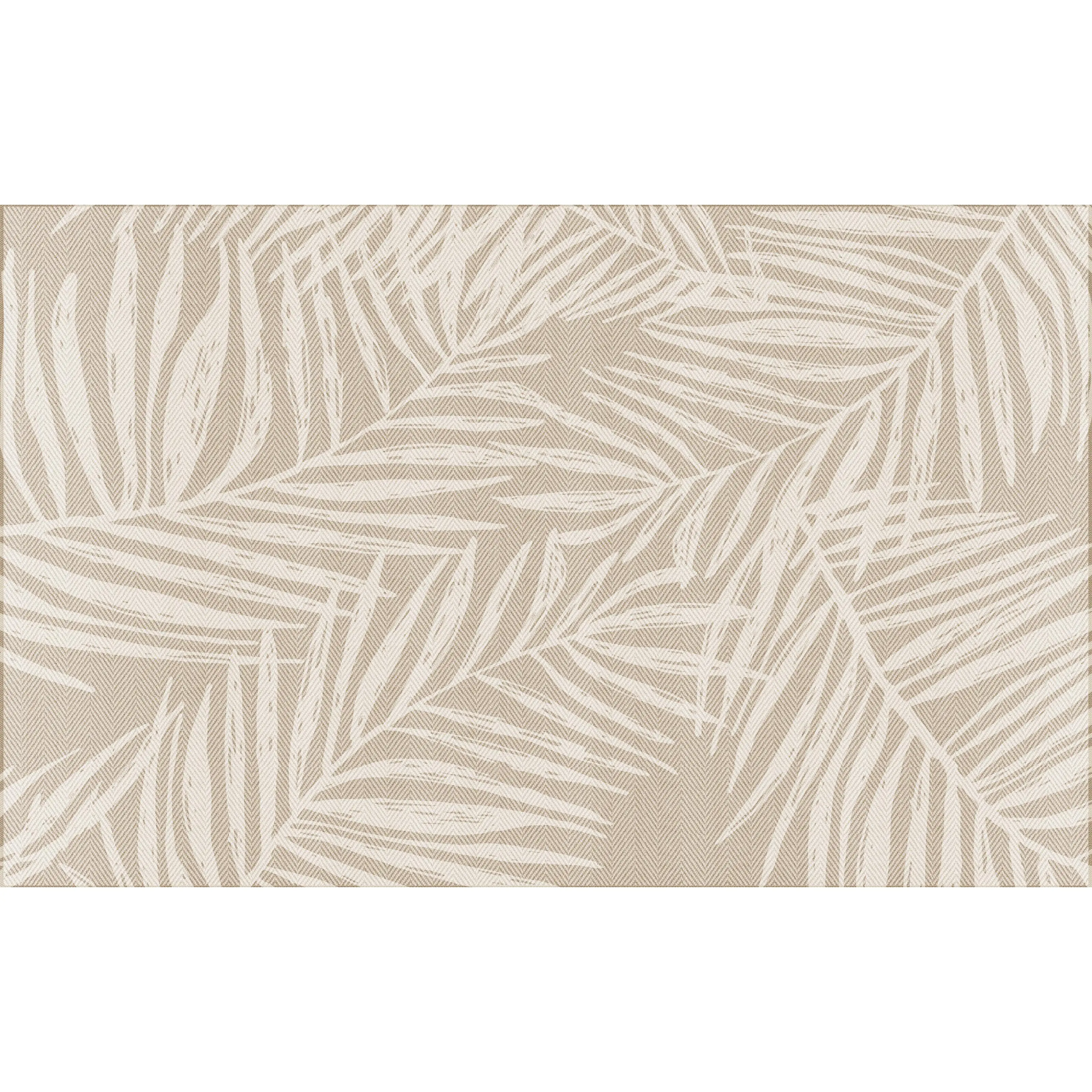 VINILIKO, Alfombra interior/exterior PVC Hojas beige redonda, imitación textura natural
