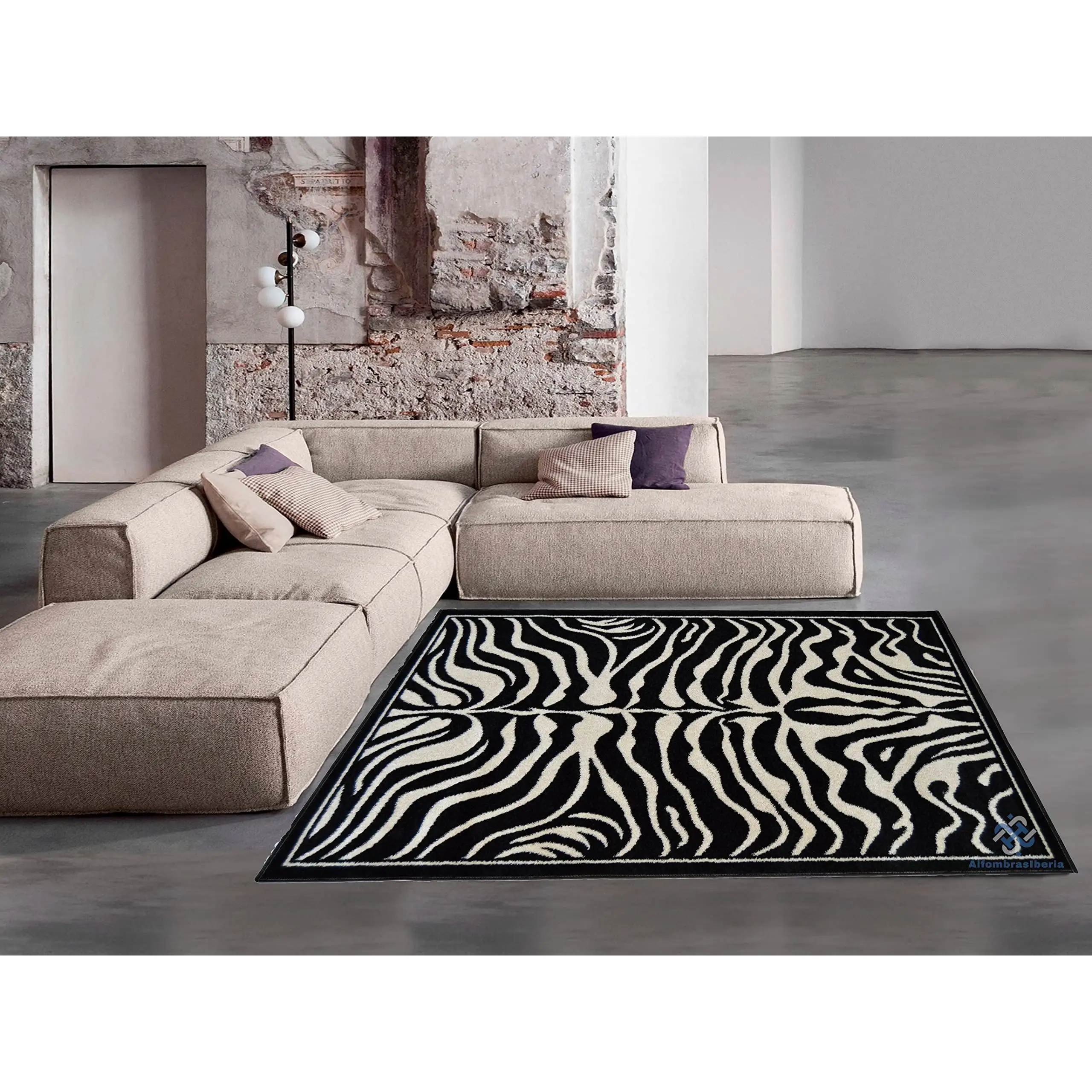 Alfombra de Salon Moderna con diseño de Cebra  De Pelo Corto en Polipropileno y 100% Lavable  En Varias medidas, ideales para cualquier Salón, Dormitorio , Sala , Comedor o Habitacion