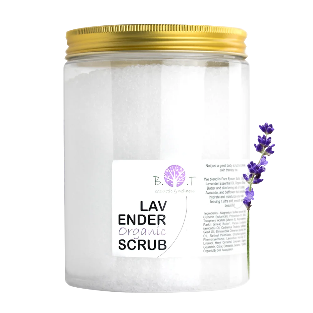 Exfoliante Corporal Lavanda  Terapia Piel Relax  Aceites Jojoba Aguacate  Baño Burbujas 1000g - B.O.T Cosmetic & Wellness