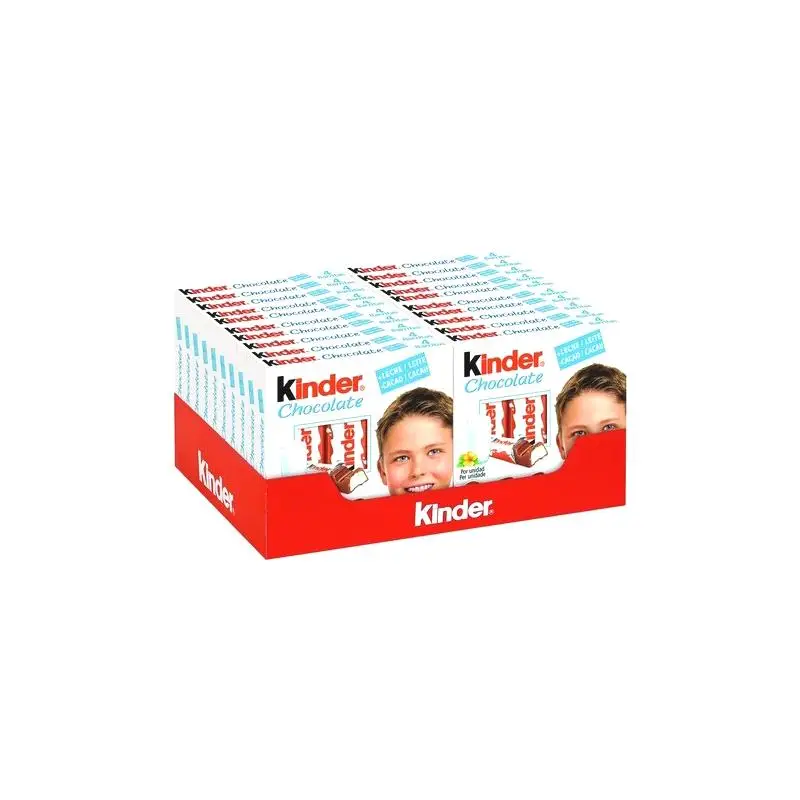 Kinder Barritas de Chocolate T4 o T8 - A elegir entre cajitas con 4 o con 8 chocolatinas de 12,5 gramos cada una. Chocolatinas con alto contenido en l