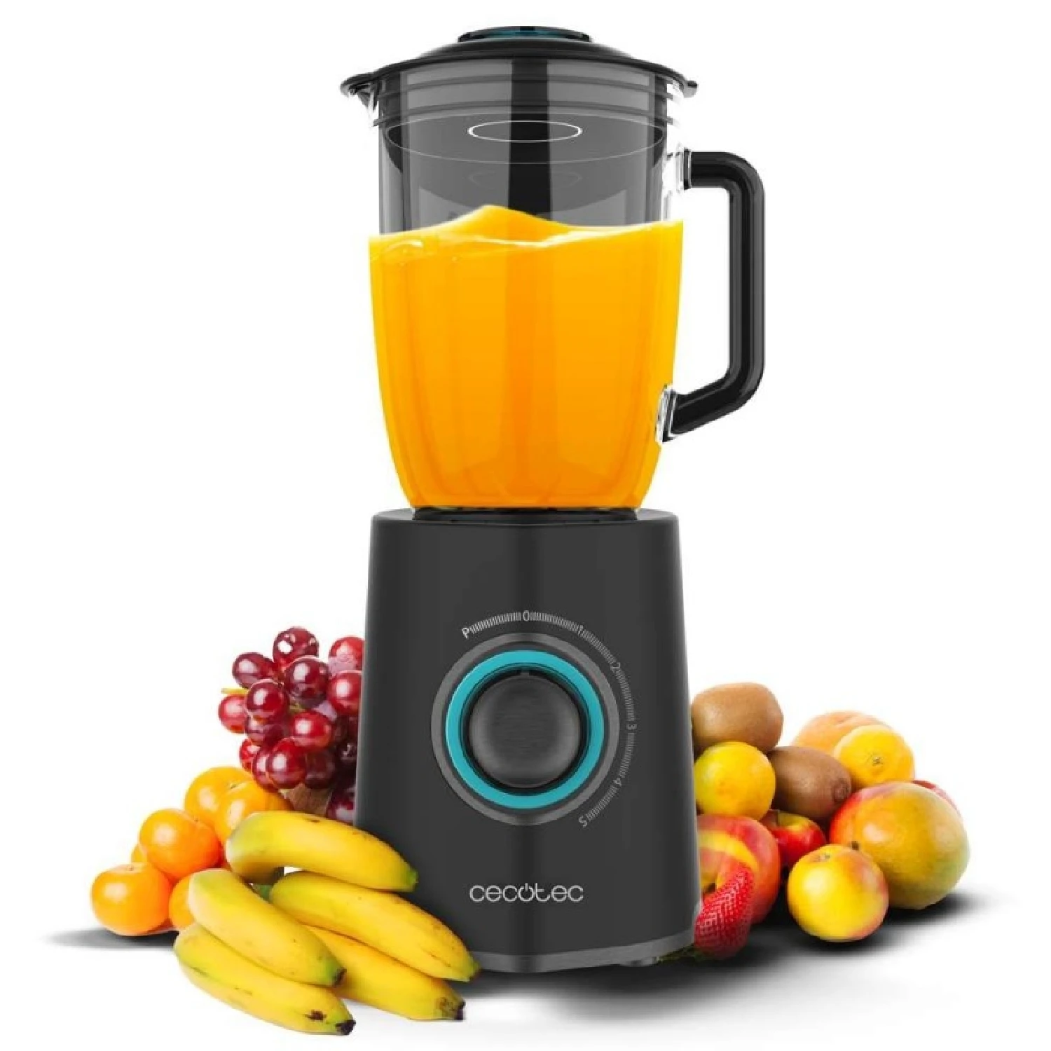 Cecotec Batidora de Vaso Power Black Titanium 2300Max Mix Go. 2300W de Potencia Máxima, 1,5L de Capacidad, 5 Velocidades
