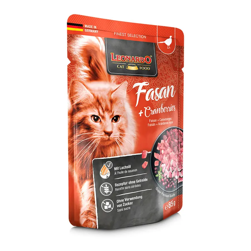 Leonardo Menú Faisán y Arándanos  Sobres para Gatos - 16 unidades x 85 gr
