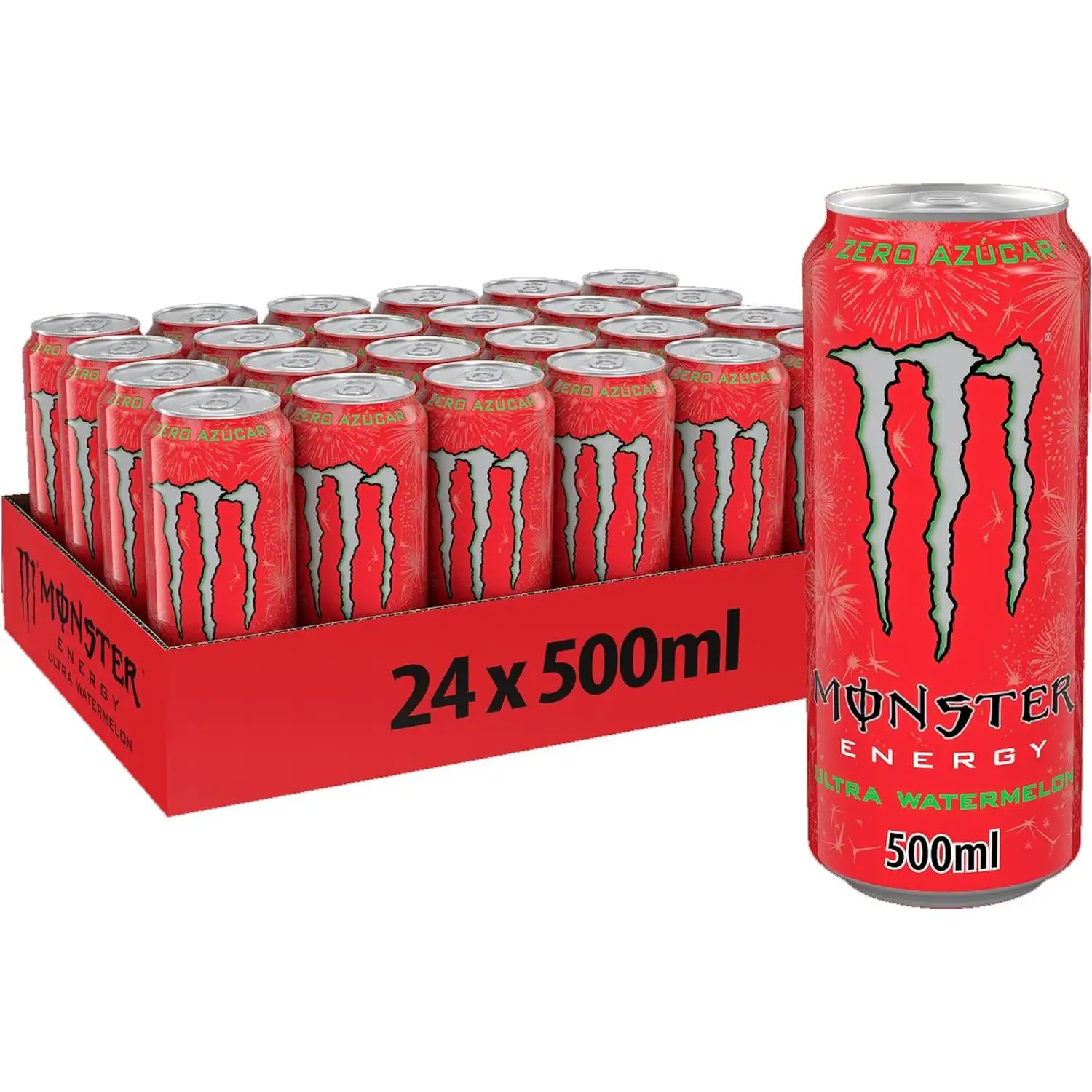 MONSTER ULTRA WATERMELON 24 LATAS 50CL - BEBIDA ENEERGETICA SABOR SANDIA - SIN AZUCAR - (NACIONAL-ESPAÑA)