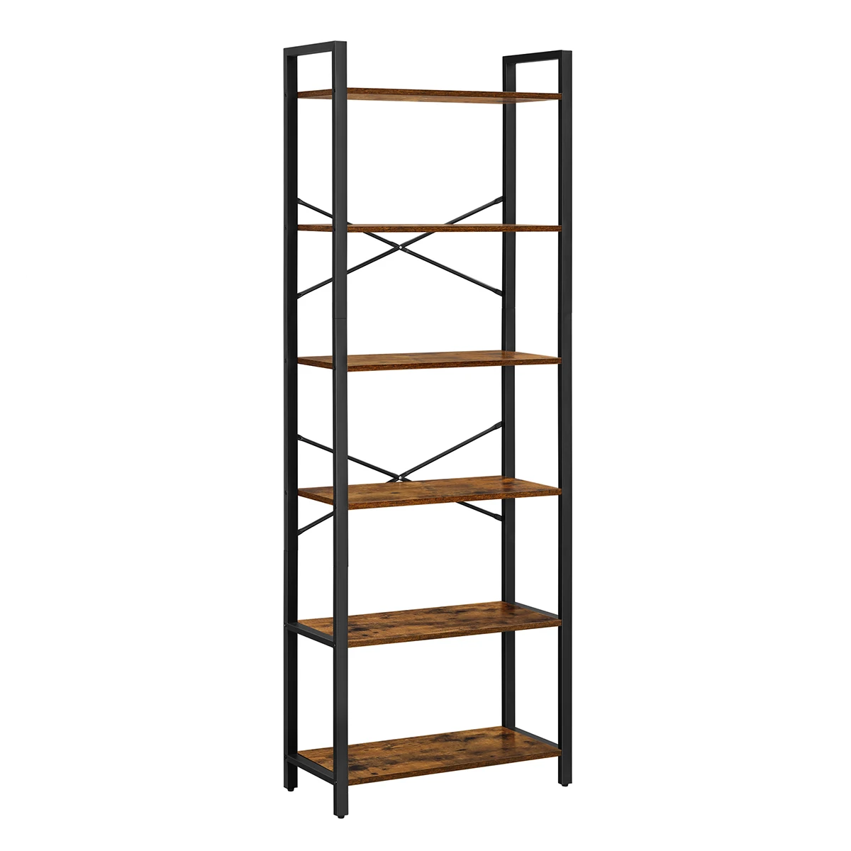 VASAGLE - Estantería de 6 Niveles, Biblioteca, Mueble de Almacenamiento para Oficina, salón, Dormitorio,30 x 66 x 186 cm, Estilo Industrial, Marrón Rústico y Negro/Greige Melange y Negro Tinta/Negro