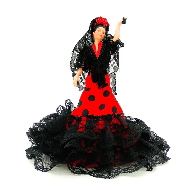 Flamenco andalusian porcelain doll 28 cm. Typical regional dress andalusia, manufactured in spain by folk artesanía dolls. #4