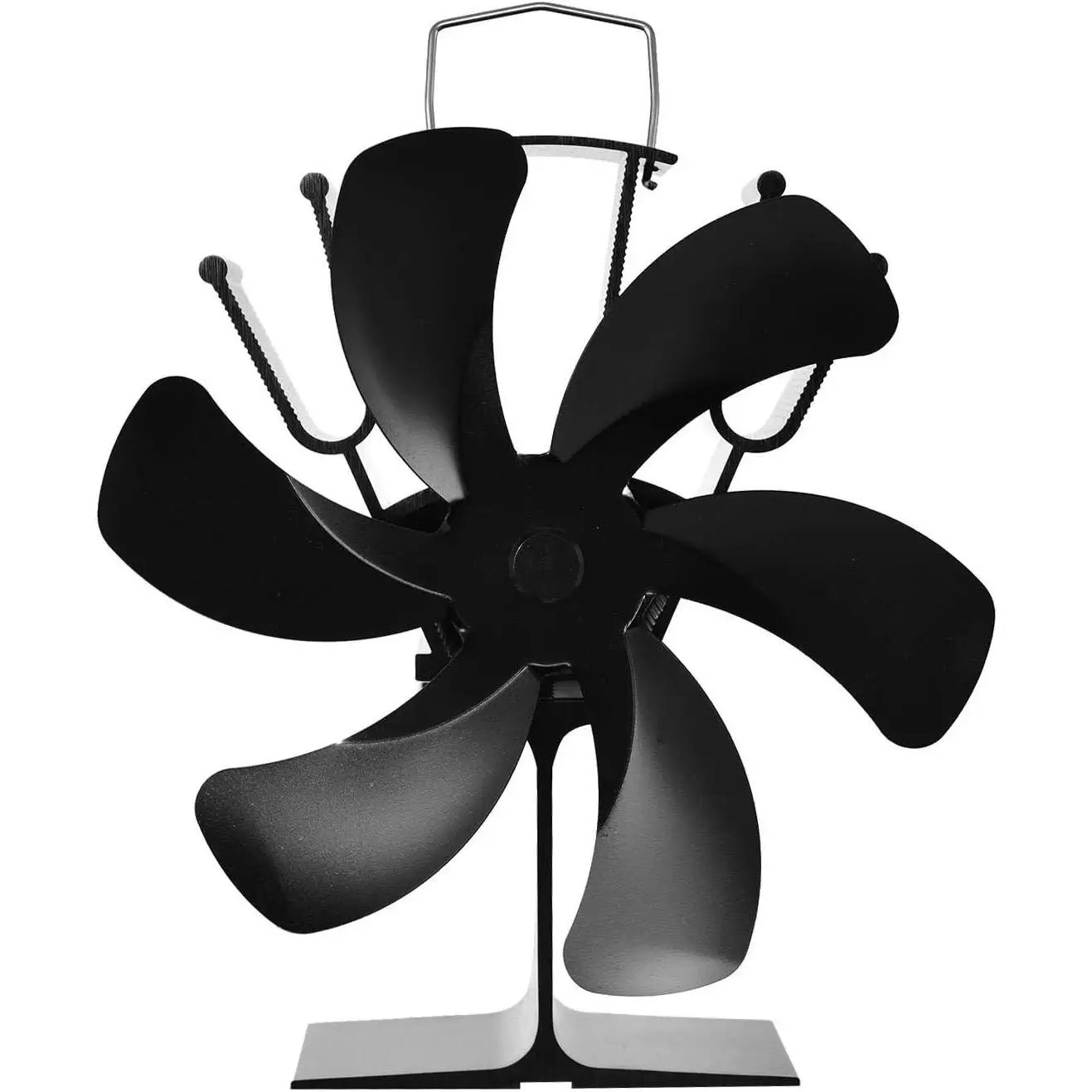 Ventilador de Chimenea, 7 Aspas Ventilador de Estufa con Termómetro Magnético, Funcionamiento Silencioso Automático, Ventiladores no Eléctrico para Estufa de Leña Gas Pellets