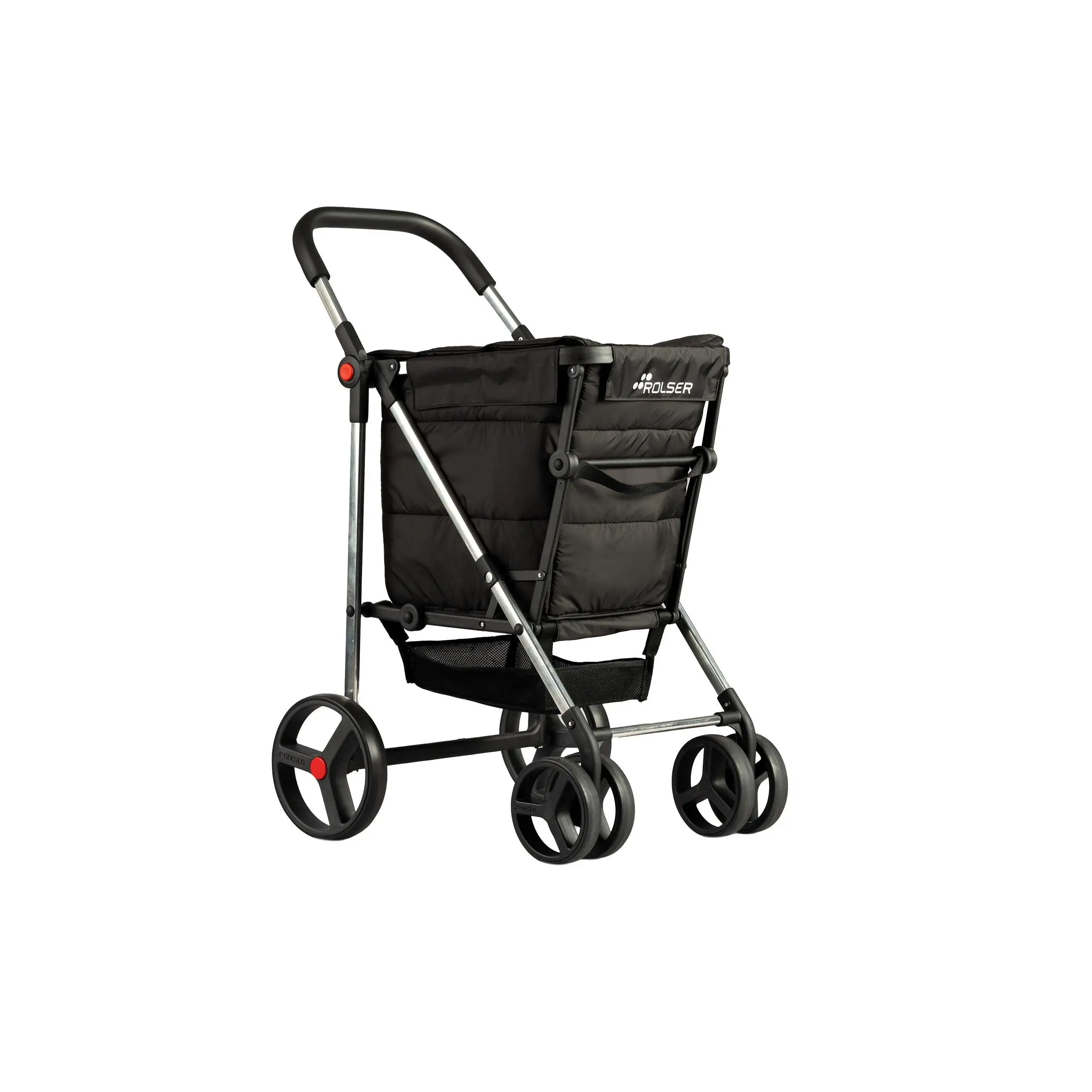Rolser Carro de Compra Basket Polar Todoterreno 4 Ruedas 2 Giratorias Plegable - Color Negro