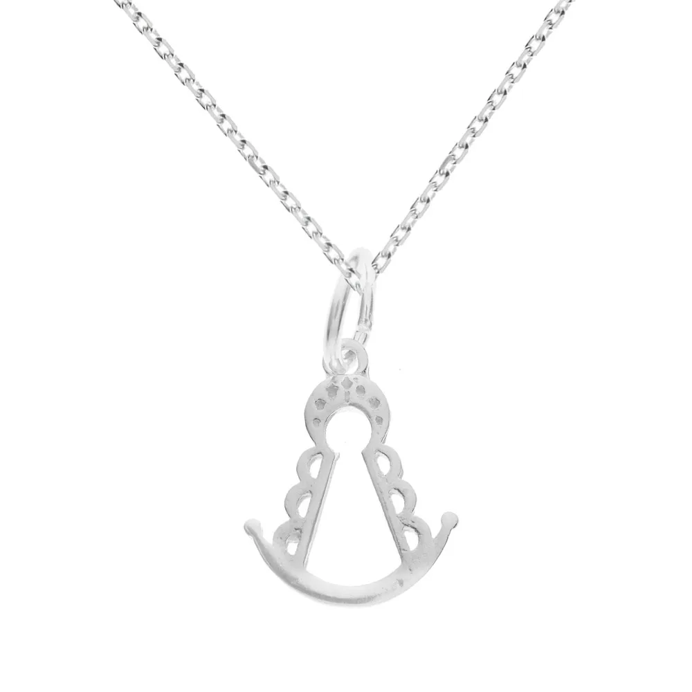 Colgante medalla Virgen del Rocío de Plata de 1ª Ley con diseño minimalista y cadena incluida - Joyería Jade