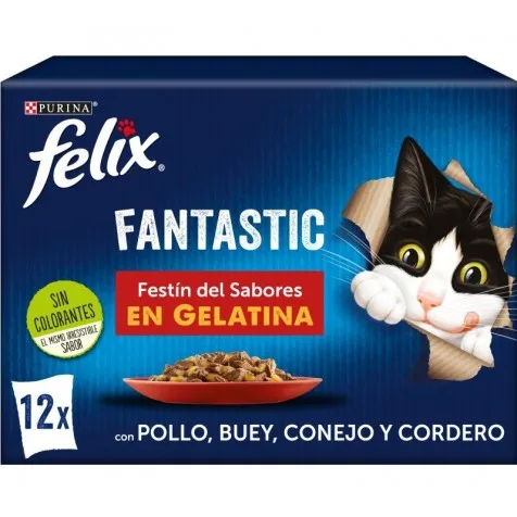 Felix Fantastic Festín De Carnes En Gelatina Para Gatos 12 X 85 Gr