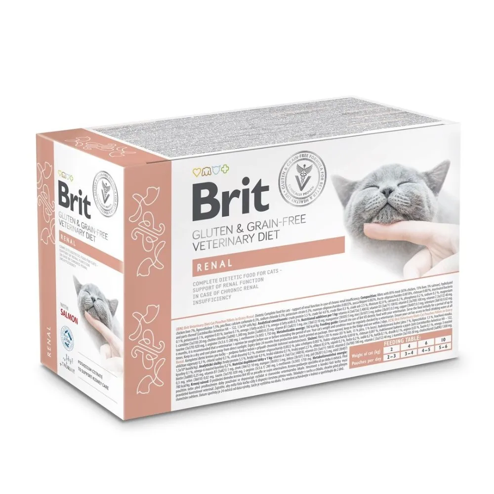 Brit Veterinary Diet Grain Free Renal de Salmón Sobres en Salsa para Gatos - 12 x 85gr