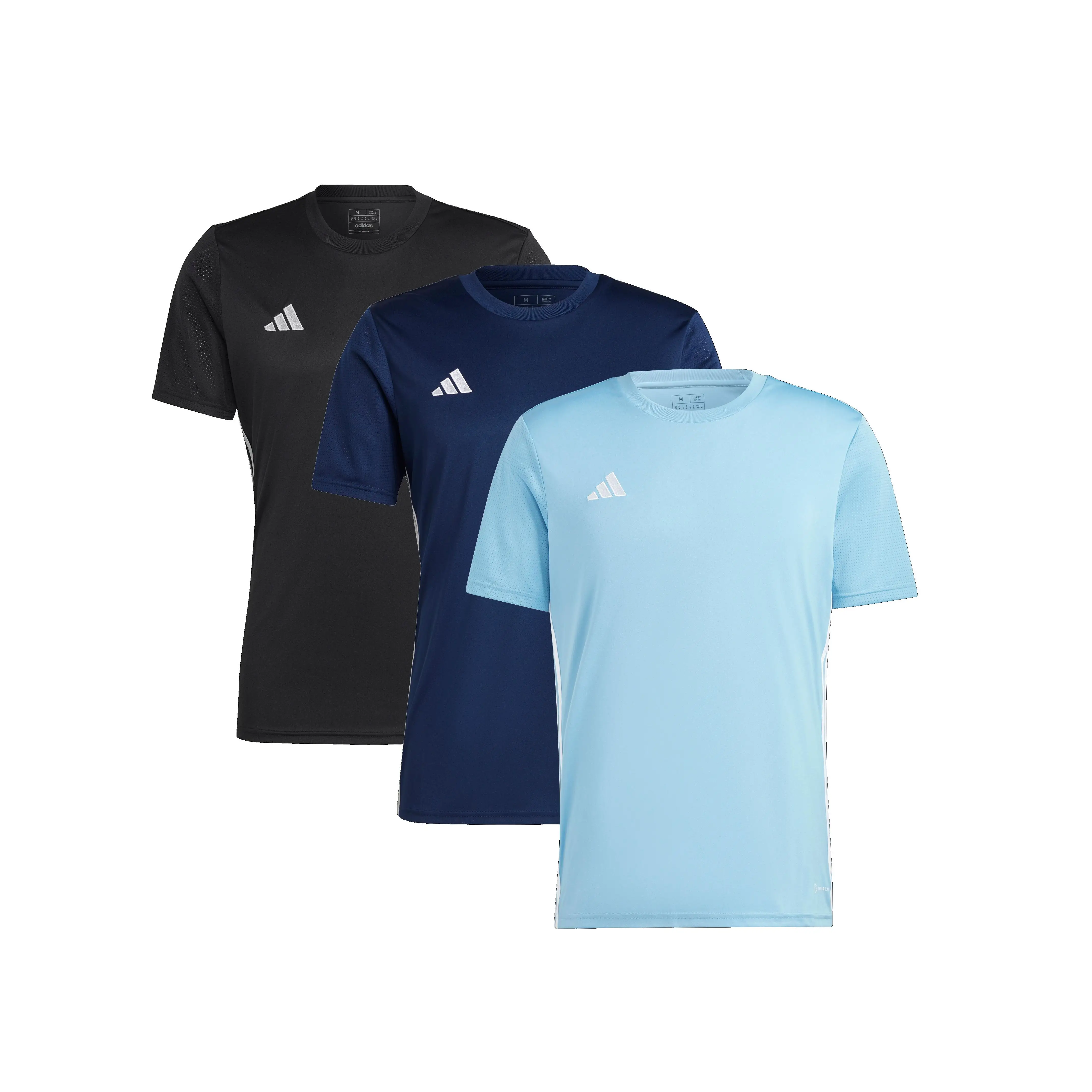 Adidas Pack 3 Camisetas Manga Corta Deporte - Color Celeste, Azul Marino, Negro, Amarillo Fosforito, Rosa - Modelo Tabela - Cuello Redondo T-Shirt Transpirable Aeroredy para Deportistas - Adidas Sport - Fútbol - Tenis - Padel - Indoor - Trainning