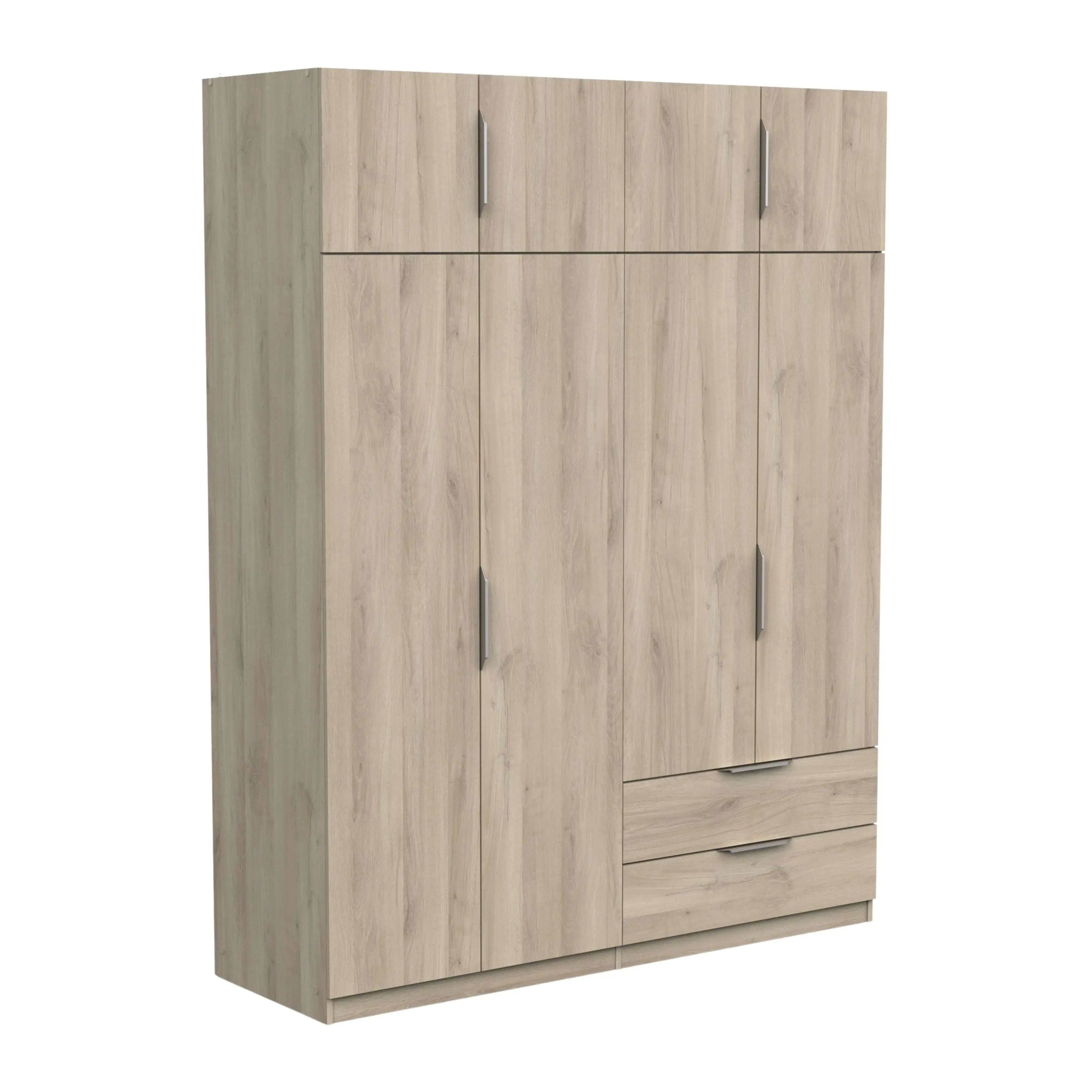 Armario Grande Dormitorio Ghost 8 Puertas y 2 Cajones Blanco Mate o Roble Kronberg o en Blanco y Roble 203x158x51 cm