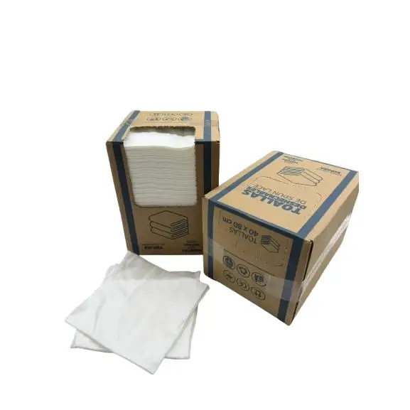 100PCS Toallas Desechables 40X80CM SUPER ABSORBENTES Spunlace MEZCLADO 50%VISCOSA 40x80 cm CON CAJA CARTON SACAR FACIL ,FABRICADO EN ESPAÑA  | 100 Unidades | Ideal peluquería y estética, SPA,