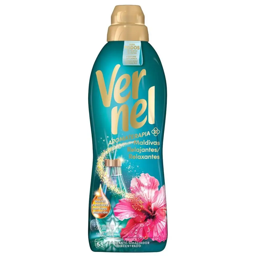 PACK de 8 - VERNEL Suavizante concentrado maldivas 55 lavados 1,00 litros PACK de 8 (440 lavados)