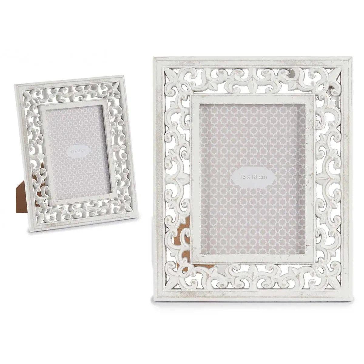 Factory Cuadros Portafoto Calado Madera Blanco 13x18 Cm - Diseño Elegante - Material de Alta Calidad