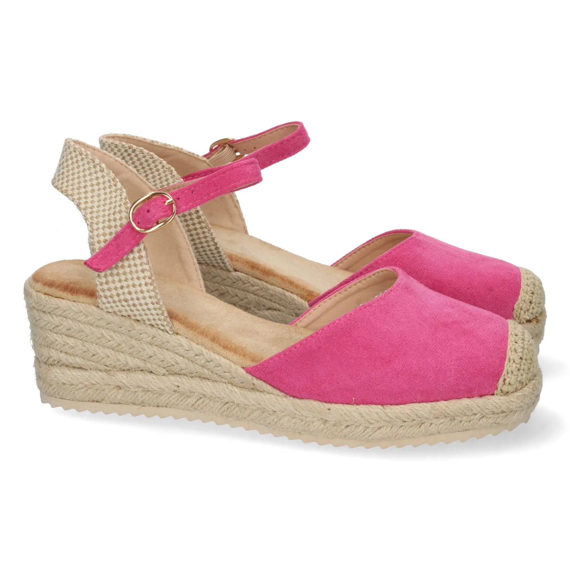 PuntoSalao Alpargatas de cuña baja para mujer color fucsia 1CF-1580