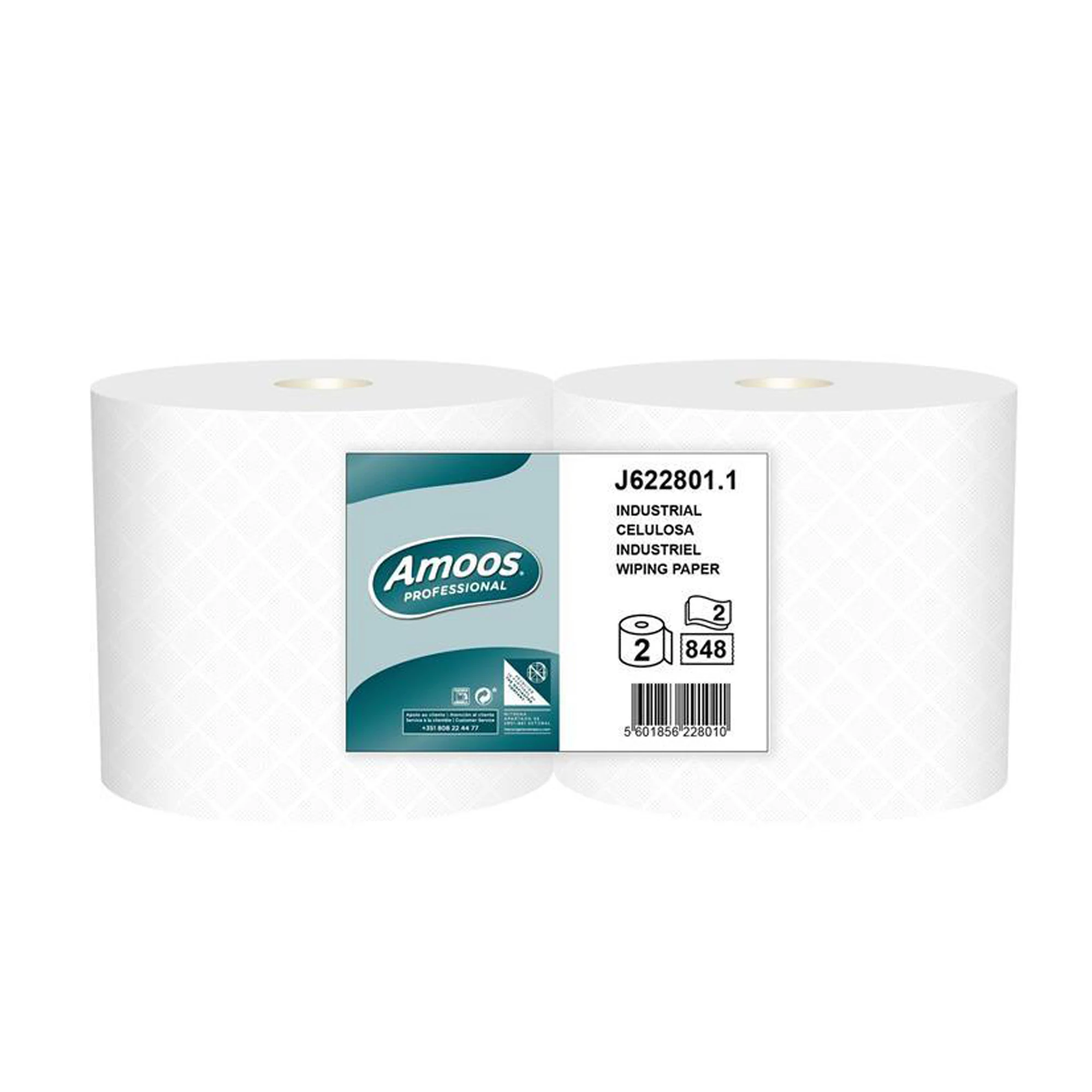 UD - Amoos Papel Cocina Pack 2 Rollos Bobina Silve – Secamanos Mecha Laminado Gofrado Doble Capa, 1756 Servicios