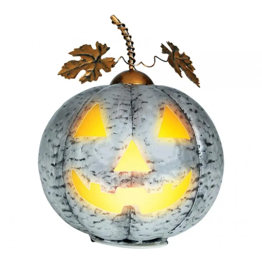 Guirca Calabaza Metálica plata con Luz 16 cm