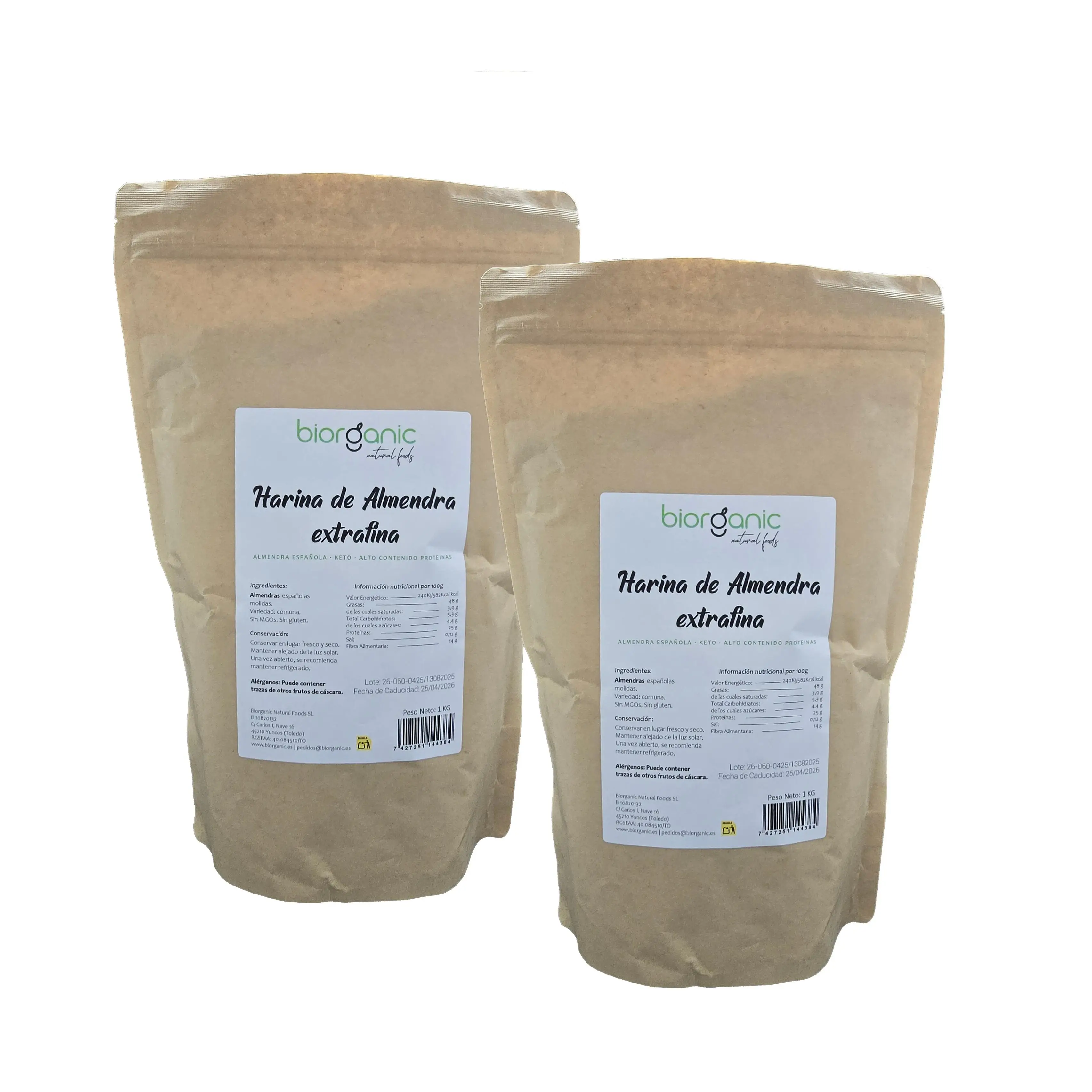 Harina de Almendra EXTRAFINA 2kg KETO, 100% natural – SIN GLUTEN – Biorganic