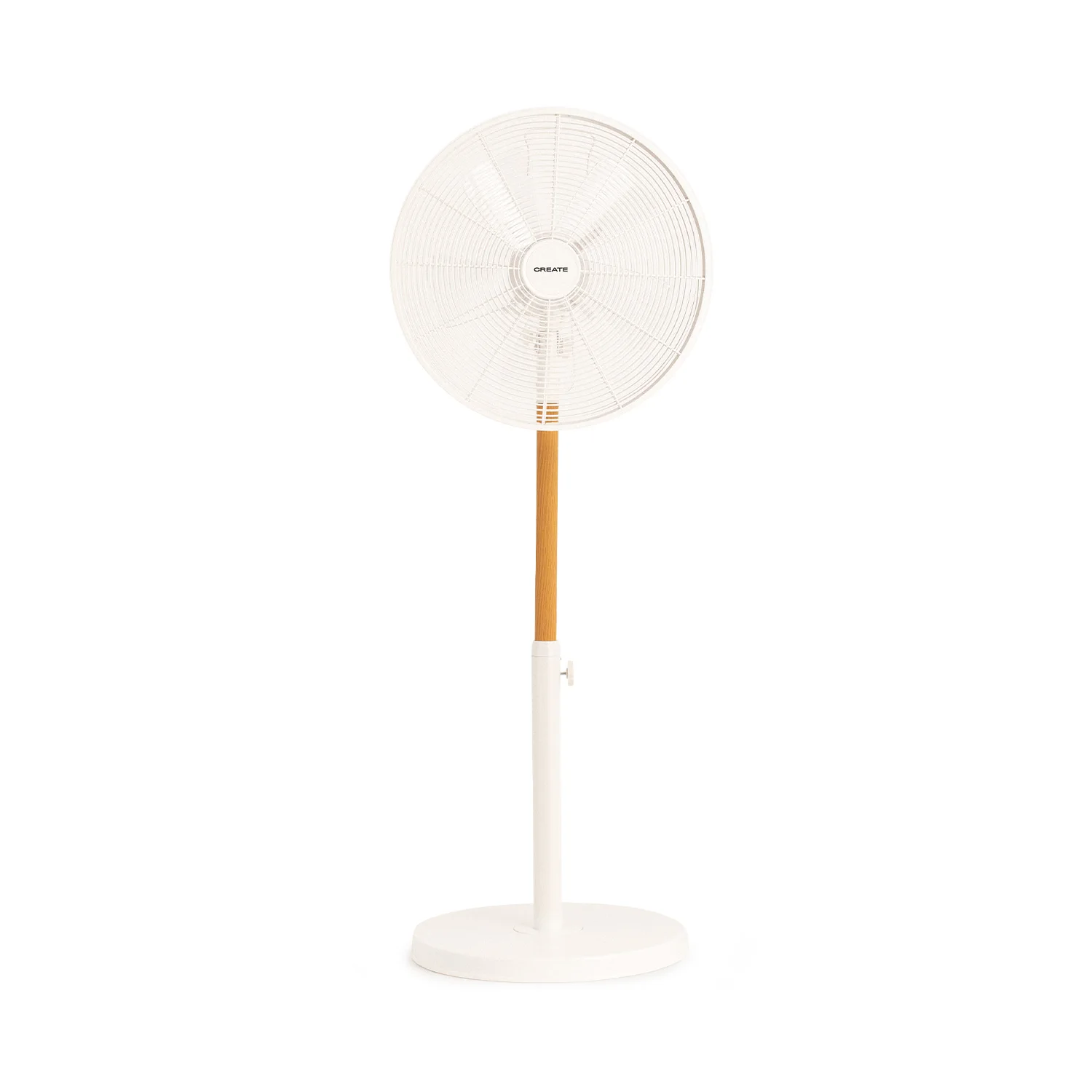 Create - 50w retro style oscillating standing fan - 3 speeds - copper motor - air stand wood