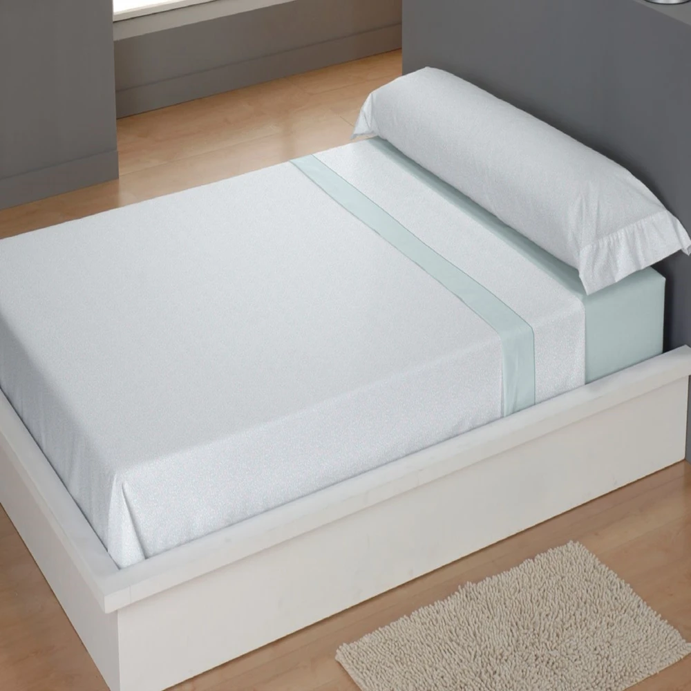 CARPE DIEM Juego de Sábanas de Microfibra Estampada Mod. ELISABETH Color Aqua- Conjunto de Ropa de Cama 3 o 4 Piezas para Cama 90, 105, 135, 150, 150/160 (2 Almohadas)  y 180 cm, Suaves, Transpirables