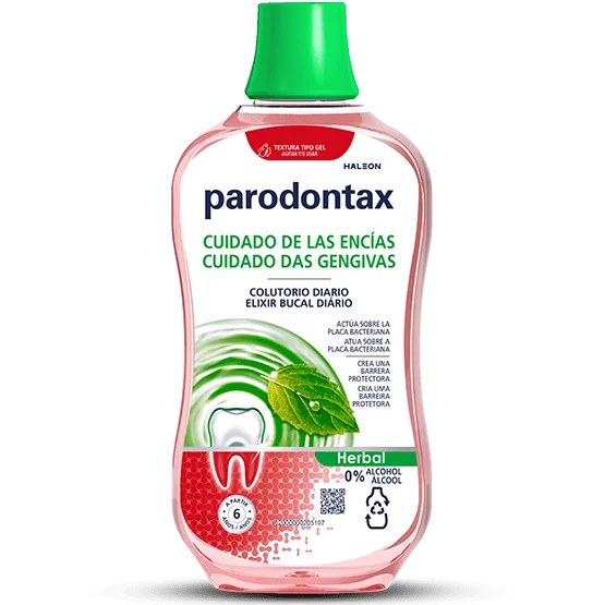 Parodontax - Colutorio bucal herbal 500 ml sin alcohol para cuidado diario de las encías y prevención de la placa bacteriana, con zinc para aliento fresco y acción triple frente a bacterias