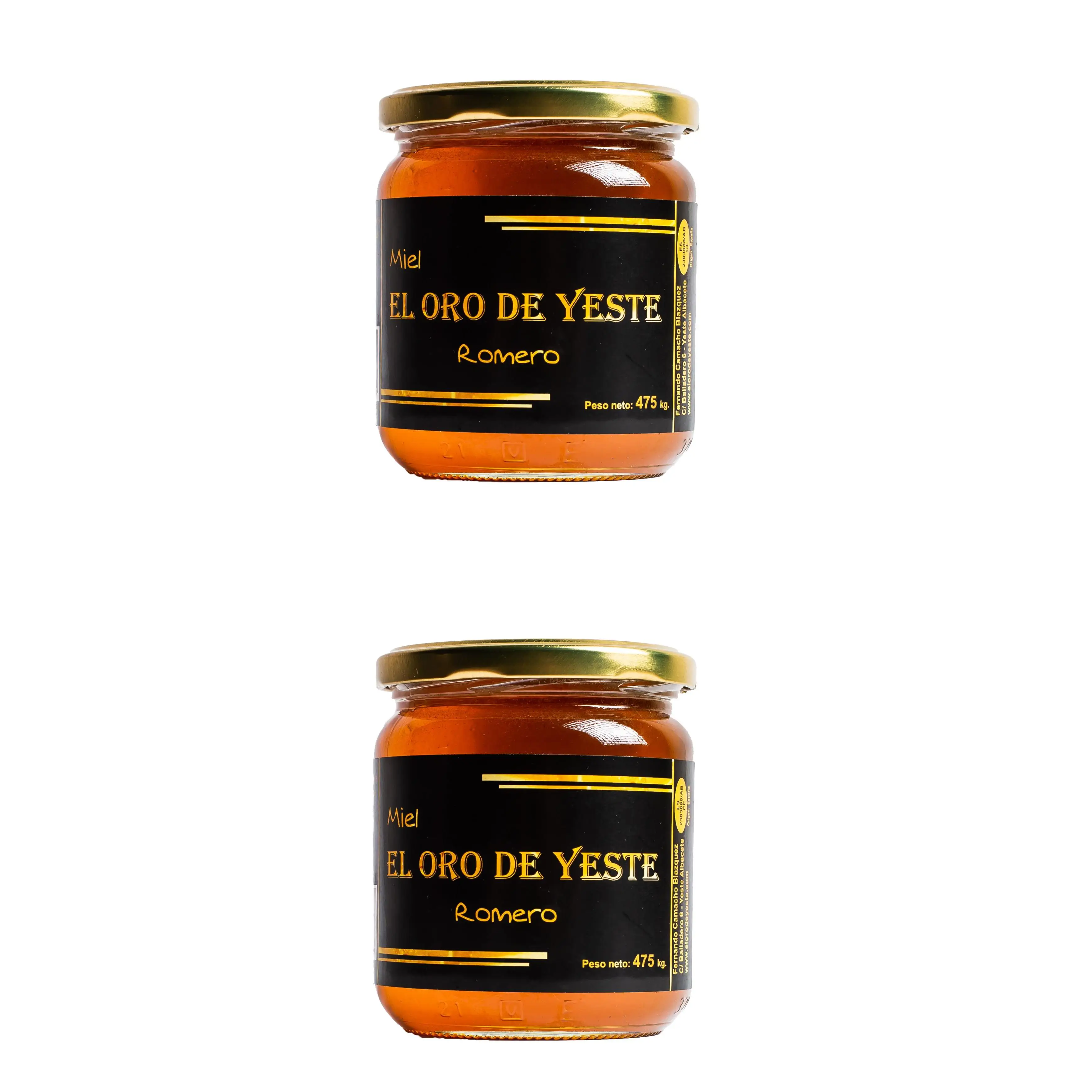 Miel de Romero Cruda 475g - Lote 2 Tarros - Procedente de Montañas - Cosecha Propia