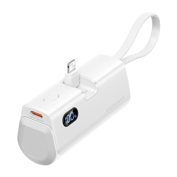 Vention powerbank 4800mah - lightning - carga rápida 22.5w - conector plegable - color blanco