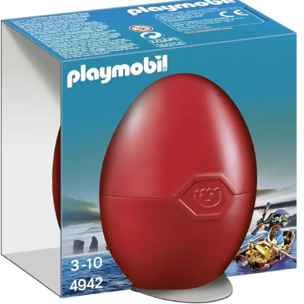 Playmobil Rojo Pirata Con Bote (4942) Figura Con Barca En Huevo Juguete De Piratas