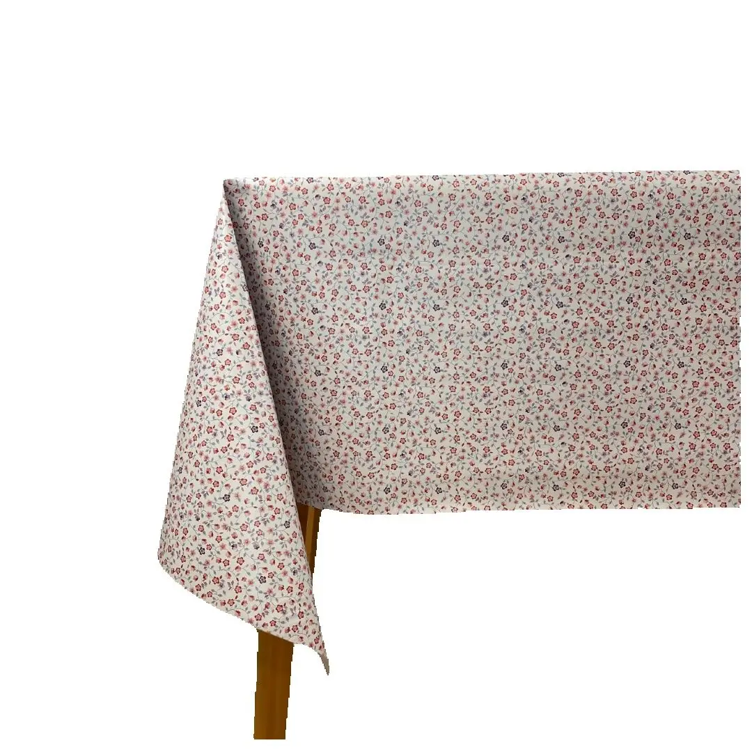 Hulehule Tex Mantel antimanchas de Hule - Color Marron, Verde, Gris con Estampado de Flores Rojas - ABELIA RED