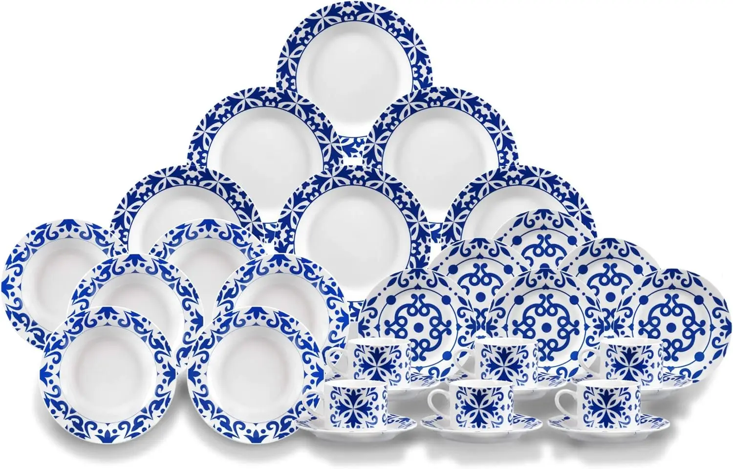 Set de Vajilla Nyana de Porcelana para 6 - 30 Piezas 🍽️ Apto Microondas y Lavavajillas