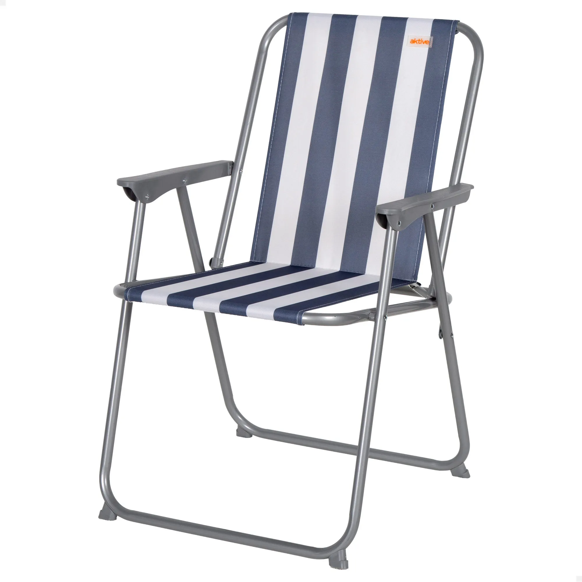 Aktive - Silla de playa plegable, 45x42x75 cm, marinera, posición fija, poliéster y acero, con topes antivuelco, soporta un peso máximo de 110 kg, peso ligero de 2.18 kg, sillas de playa