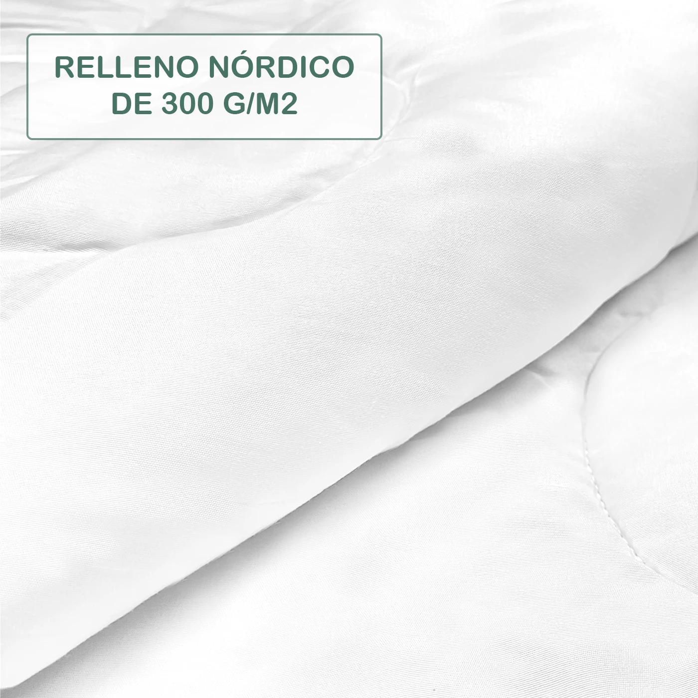 Nordic quilt 300gr/m², Nordic filling of silicized hollow fiber. Breathable, anti-mite treatment, warm and soft. Ideal for halftime and spring