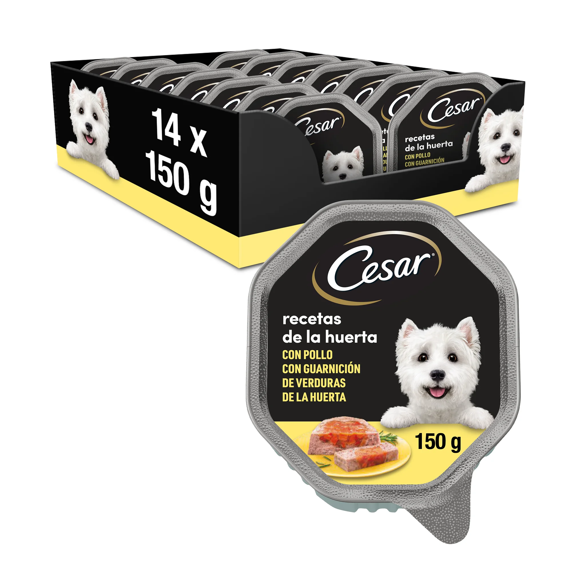 Cesar wet food for dogs, recipes from the garden in Pate and gelatin (Pack of 14 tubbing x 150g)