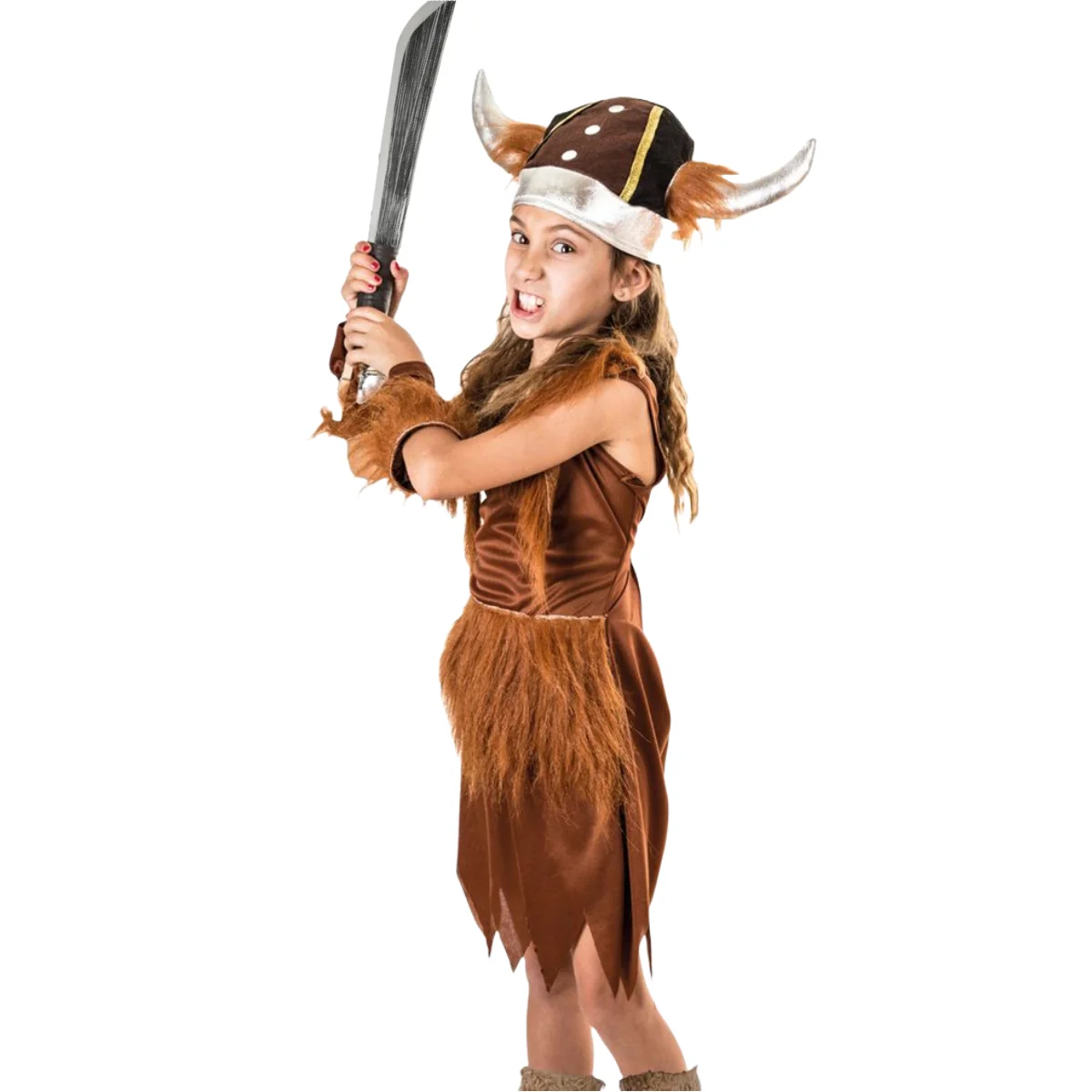 Disfraz de Vikinga Infantil para Niñas ¡Dale vida a la aventura con este auténtico disfraz de vikinga para niñas! Perfecto para juegos de simulación y fiestas temáticas.