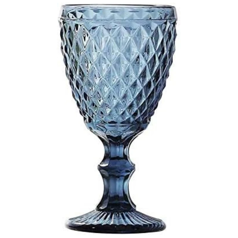 ARISE SHOP-Set 6 Copas vino,Copa de Vidrio de Color Azúl,Rosa y Transparente,Copa cristal La